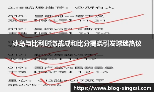 冰岛与比利时激战成和比分揭晓引发球迷热议